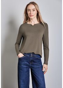 Street One Damen Langarmshirt, braun, casual, Gr. 40, unifarben, Stoff, 76% Viskose, 20% Modal, 4% Elasthan, Shirts, mit Elastiksaum