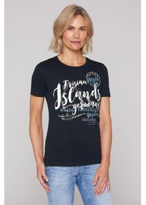 SOCCX Damen Rundhalsshirt, blau, casual, Gr. XXL, bedruckt, Material: 100% Baumwolle, Shirts, aus Baumwolle