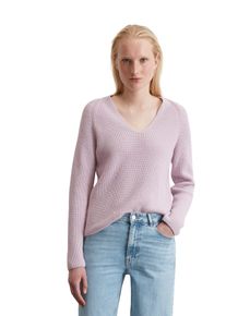 Marc O'Polo MARC O'POLO Damen V-Ausschnitt-Pullover "aus softem Baumwoll-Garn", lila, casual, Gr. S, unifarben, Obermaterial: 100% Baumwolle, Pullover