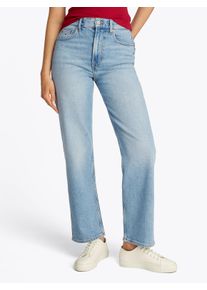 Tommy Jeans Damen Straight-Jeans "LAYLA HR SLIM STR", blau, casual, Gr. 30, unifarben, Denim/Jeans, Obermaterial: 81% Baumwolle, 18% Lyocell, 1%