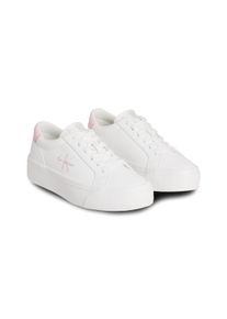 Damen Plateausneaker "VULC FLATF LTH LOGO TAG", Calvin Klein Jeans, Gr. 37, rosa, Leder, unifarben mit Farbeinsatz, sportlich, Schuhe, Schnürschuh,