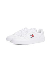 Tommy Jeans Herren Sneaker "(NEW) TJM CUPSOLE LEATHER ESS", Gr. 42, weiß, Leder, Textil, Lederimitat, unifarben, sportlich, Schuhe, Freizeitschuh,