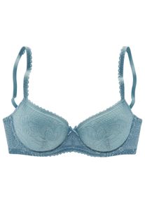 Lascana Damen Schalen-BH "Luciana", Gr. 80, blau, Spitze, Obermaterial: 89% Polyamid, 11% Elasthan, feminin, BHs, aus zarter Spitze, Dessous