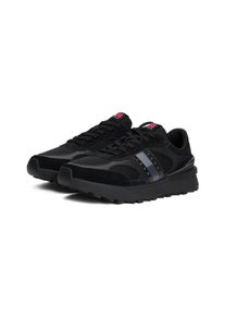 Tommy Jeans Herren Sneaker "TJM TECHNICAL RUNNER ESS", Gr. 43, schwarz, Leder, Textil, unifarben, sportlich, Schuhe, Freizeitschuh, Halbschuh,