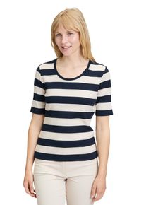 Betty Barclay Damen Kurzarmshirt "Betty Barclay Basic Shirt mit Rippenstruktur", blau, casual, Gr. 36, Rippware, Obermaterial: 95% Baumwolle, 5%