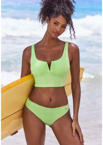 Venice Beach Damen Crop-Bikini-Top "Lucky", grün, Gr. 36, unifarben, Rippoptik, Recycling-Polyamid, Bikini-Oberteile, mit V-Bügel Detail vorne