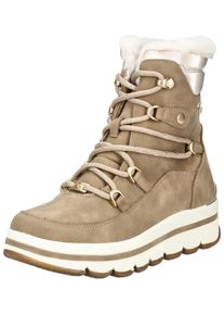 Tom Tailor Damen Schnürstiefelette "Tom Tailor Stiefelette Lederimitat/Textil", Gr. 39, beige, Lederimitat, Textil, casual, Schuhe