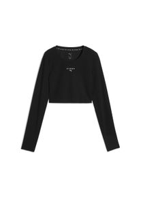Puma Damen Trainingsshirt "Puma x HYROX SHAPELUXE Cropped Langarmshirt Damen", schwarz, Gr. L, Obermaterial: 82% Nylon, 18% Elasthan, Shirts