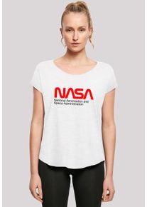 F4NT4STIC Damen T-Shirt "Long Cut T-Shirt 'NASA Aeronautics And Space'", weiß, casual, Gr. M, Obermaterial: 100% Baumwolle, Shirts, Damen,Premium