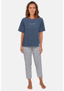 Tom Tailor Damen Capri-Pyjama "Westport", Gr. 40, blau, Single Jersey, Obermaterial: 95% Baumwolle, 5% Elasthan, casual, Homewear-Sets, Hose mit