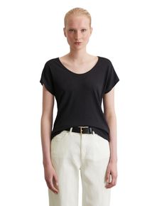 Marc O'Polo MARC O'POLO Damen T-Shirt "aus Viskose-Organic-Cotton-Mix", schwarz, Basic, Gr. XL, unifarben, Obermaterial: 50% Baumwolle, 50% Viskose, Shirts