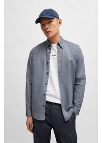 BOSS Orange Herren Businesshemd "Rickert", blau, casual, Gr. XL, unifarben, Web, Obermaterial: 100% Baumwolle, Hemden, mit Button-down-Kragen