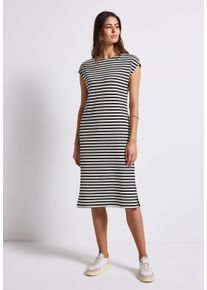 Street One Damen Midikleid, schwarz, casual, Gr. 46, gestreift, Web, Stoff, 75% Baumwolle, 25% Polyester, Kleider, mit Streifen