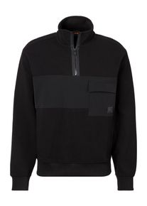 BOSS Orange Herren Sweatshirt "Sweatshirt Ze Nylonhem", schwarz, Basic, Gr. M, unifarben, Sweatware, Obermaterial: 100% Baumwolle, Sweatshirts, mit