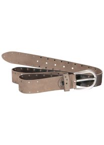 Silbergift Damen Nietengürtel, braun, casual,modisch, Gr. 95, unifarben, Rindsleder, Gürtel, mit silberfarbener Schließe
