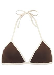 Damen Triangel-Bikini-Top "Emma", braun, Gr. 38, Copenhagen Studios, Recycling-Polyamid, Bikini-Oberteile, mit Kontrastdetails