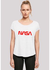F4NT4STIC Damen T-Shirt "Long Cut T-Shirt NASA Modern Logo White", weiß, casual, Gr. XXL, Obermaterial: 100% Baumwolle, Shirts, Damen,Premium