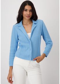 monari Damen Strickjackespring water, modisch, Gr. 34, unifarben, clean, Strick, Obermaterial: 100% Baumwolle, Strickjacken, mit Reverskragen und
