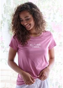 s.Oliver Pyjamaoberteil pink Gr. 32/34 für Damen. Rundhals und Print. Bequem. Nachhaltig.
