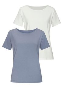 Lascana T-Shirt 'mit Rundhals-Ausschnitt' mehrfarbig Gr. 40/42 für Damen. Mit Rundhals. Bequem. Nachhaltig.