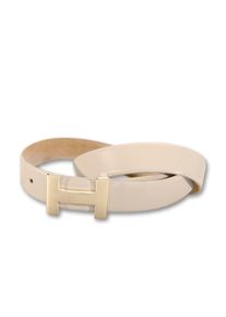 Silbergift Damen Koppelgürtel, beige, modisch,elegant,klassisch, Gr. 100, unifarben, Rindsleder, Gürtel, mit goldfarbener Designschließe