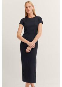 Bugatti Damen Sommerkleid290, schwarz, Gr. 34, unifarben, 98% Viskose, 2% Elasthan, Kleider, mit Seitenschlitzen