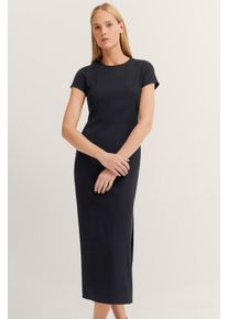 Bugatti Damen Sommerkleid290, schwarz, Gr. 34, unifarben, 98% Viskose, 2% Elasthan, Kleider, mit Seitenschlitzen