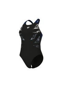 arena Damen Badeanzug "WOMEN'S arena GRAPHIC SWIMSUIT V BACK L"schwarz, navy, sportlich, Gr. 46, Obermaterial: 80% Polyamid, 20% Elasthan, Badeanzüge