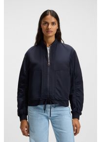BOSS Orange Damen Bomberjacke "Pirosa Premium Damenmode"dunkelblau 408, casual, Gr. 46, unifarben, Web, Obermaterial: 100% Polyester, Jacken, mit
