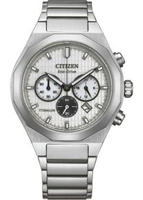 Citizen Herren Chronographtitansilberfarben, weiß, Armbanduhren, Armbanduhr, Solar, Herrenuhr, analog, Tag, Stoppfunktion