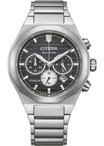 Citizen Herren Chronographtitansilberfarben, schwarz, Armbanduhren, Armbanduhr, Solar, Herrenuhr, analog, Tag, Stoppfunktion