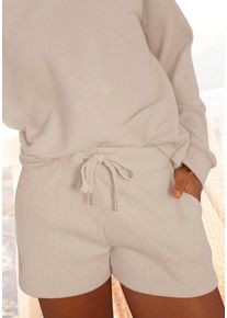 s.Oliver Sweatshorts beige Gr. 48/50 für Damen. Mit Bindebänder. Bequem. Nachhaltig.