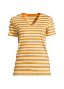 LANDS' END Supima Kurzarm-Shirt mit V-Ausschnitt, Damen,  Orange, Baumwolle, by Lands' End