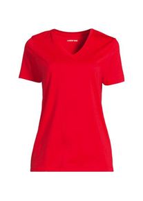 LANDS' END Supima Kurzarm-Shirt mit V-Ausschnitt, Damen,  Rot, Baumwolle, by Lands' End