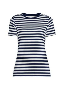 LANDS' END Supima Kurzarm-Shirt mit rundem Ausschnitt, Damen,  Blau, Baumwolle, by Lands' End