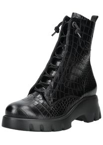 Paul Green Damen Schnürstiefelette "Paul Green Stiefelette Glattleder", Gr. 37croco schwarz, Glattleder, casual, Schuhe