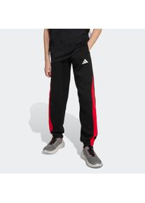 Kinder Sporthose "J CB FL PT"schwarz, pure ruby, weiß, sportlich, Gr. 140, adidas Sportswear, Obermaterial: 55% Baumwolle, 36% Polyester, 9% Viskose,