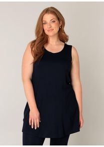 Damen Longshirt "ABBIGALE", blau, Basic, Gr. 58, Base Level Curvy, unifarben, Jersey, Obermaterial: 94% Viskose, 6% Elasthan, Shirts, ärmellos,