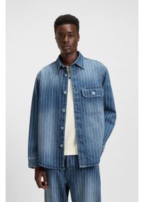 HUGO BLUE Herren Jeanshemd "Ebolt", blau, casual, Gr. XL, unifarben, Denim/Jeans, Obermaterial: 100% Baumwolle, Hemden, aus gestreiftem Denim
