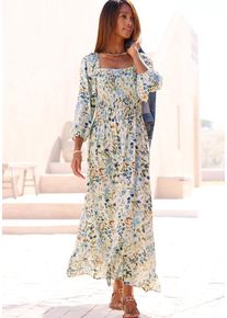 Buffalo Maxikleid mehrfarbig Gr. 34 für Damen. Eckiger Ausschnitt und Allover-Druck. Figurumspielend. Nachhaltig.