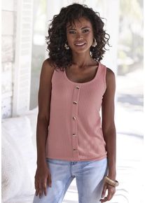 Lascana Trägertop 'mit Zierknopfleiste' pink Gr. 32/34 für Damen. Rundhals und Zierknopf. Nachhaltig.