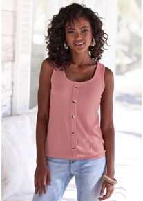 Lascana Trägertop 'mit Zierknopfleiste' pink Gr. 32/34 für Damen. Rundhals und Zierknopf. Nachhaltig.