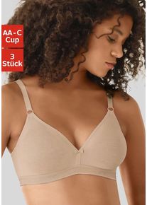 Petite Fleur Bralette-BH 1xtoffee+1xschwarz+1xweiß Gr. 70AA. Ohne Bügel. Nachhaltig.