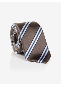 MONTI Damen Krawatte "THOMA"camel gestreift, gestreift, Seide, Krawatten, aus reiner Seide – mit klassischem Streifen-Dessin und Twill-Struktur