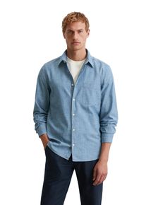 Marc O'Polo MARC O'POLO Herren Langarmhemdmulti, indigo washed, casual, Gr. XXL, Web, Obermaterial: 100% Baumwolle, Hemden, körpernahe Form, leichtes Material
