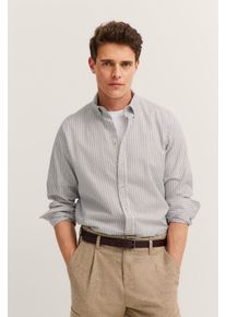 Bugatti Herren Langarmhemd "Modern Fit"40, beige, casual, Gr. XXL, gestreift, 100% Baumwolle, Hemden, gestreift mit Easy-Care Funktion