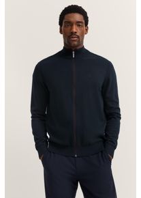 Bugatti Herren Strickjacke "Regular Fit"390, marine, casual, Gr. S, unifarben, Strick, 95% Baumwolle, 5% Kaschmir, Strickjacken, mit Reißverschluss