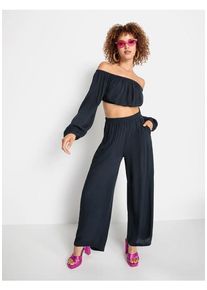 LSCN BY LASCANA Carmenbluse blau Gr. 34 für Damen. Mit Carmenausschnitt. Figurumspielend. Nachhaltig.