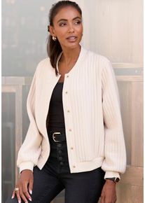 Lascana Bomberjacke beige Gr. 38 für Damen. Rundhals und Ziernähte. Figurumspielend