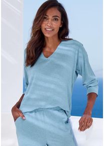 s.Oliver Pyjamaoberteil mehrfarbig Gr. 32/34 für Damen. Mit V-Ausschnitt. Loose Fit. Nachhaltig.